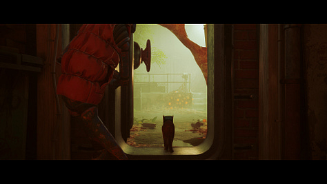 Screenshots from the video game Stray