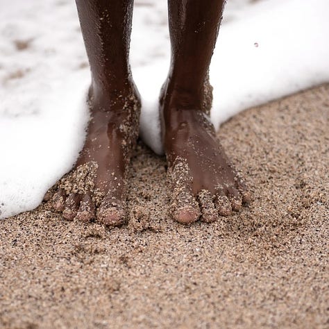 Feet, beach, woodland, prosethetic