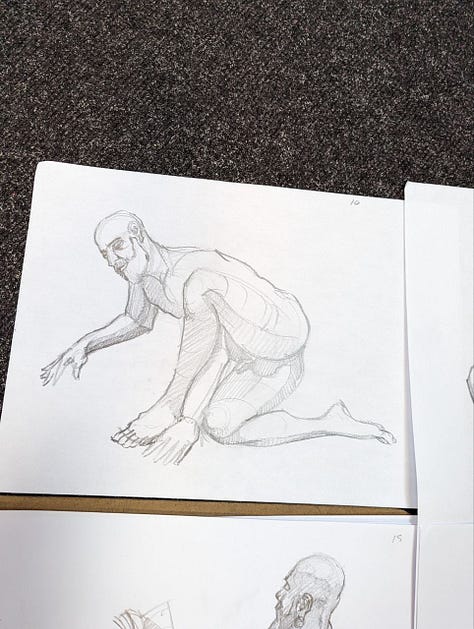 life model posed for sketching drawing male nude