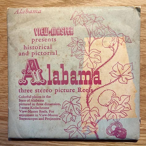 Photos of the three earliest state tour packets from View-Master. 