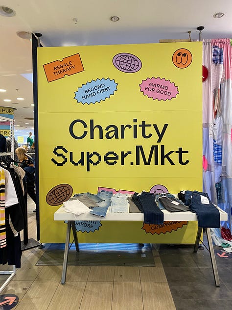 A consignment store, the Charity Super Mkt and a vintage store