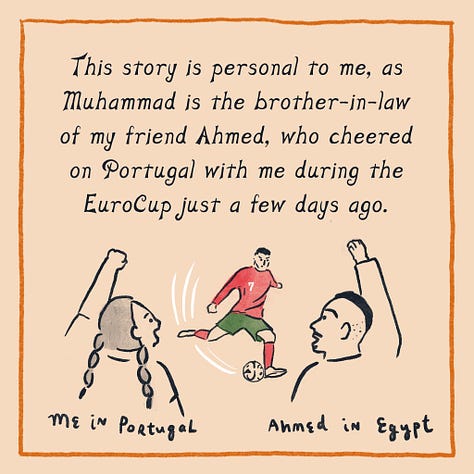 A comic telling the story of Muhammad, a Palestinian boy who was shot by the IOF and is in need of a bone graft surgery. There is a link to his GoFundMe fundraiser.