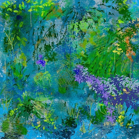 Sherry Killam Arts 9 colorful astract contemporary paintings of nature, animals and objects.