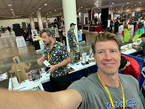 Pictures of Sean Von Gorman, Charlie McElvy, and Suzanne McElvy from Baltimore Comic-con 2023