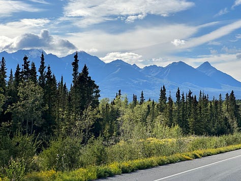 Photos of High peaks and mountain glaciers along the Alcan highway