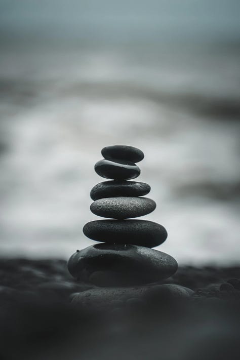 Leaf Stem, Spinal Drawing, Stack of Stones