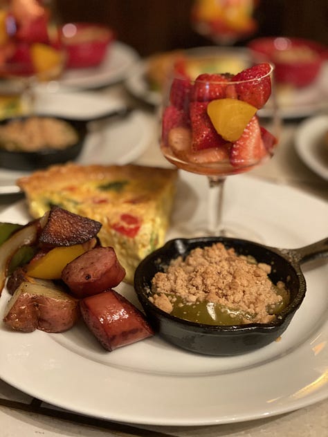 stained glass, breakfast quiche, comfy chairs, quaint bedrooms, nice seating area