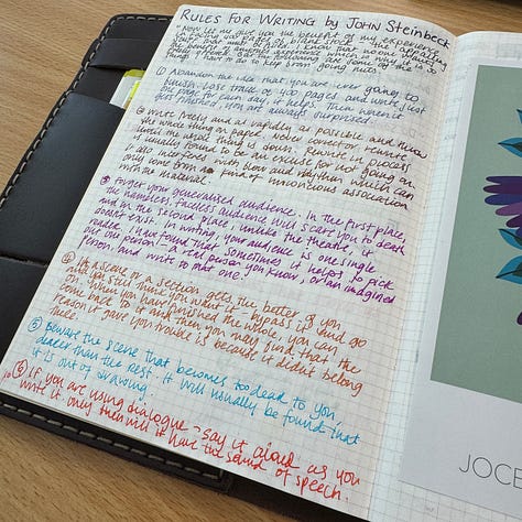 Brown leather notebook cover and page spreads