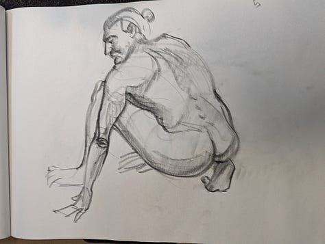 life drawings of a male nude in cardiff