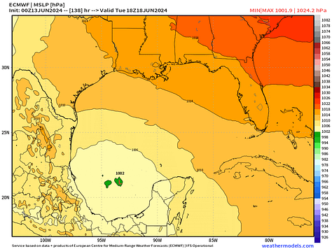 Potential TS development in southern Gulf