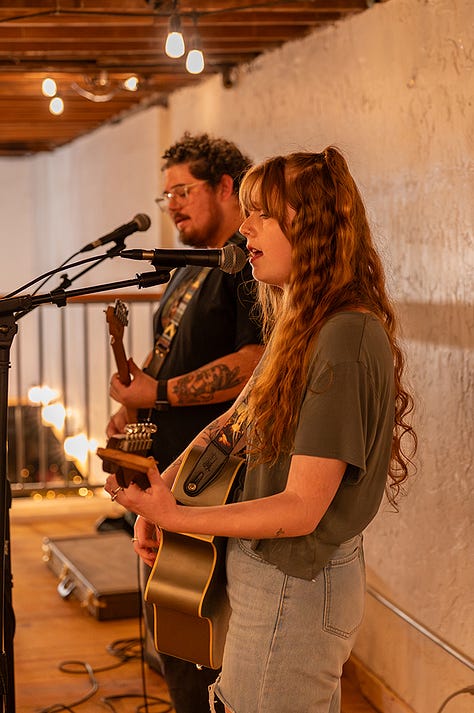 Music from Garry Walden and Tiny Joy in the loft at Iron Society Salon