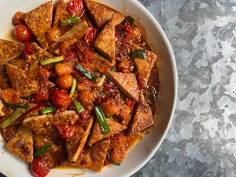 Spicy tomato tofu 3 ways