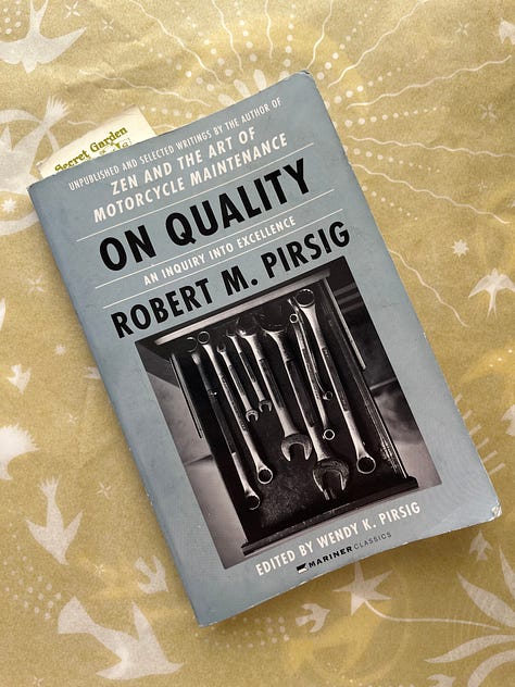 a partially eaten artichoke heart, the cover of robert m pirsig's book 'on quality', 