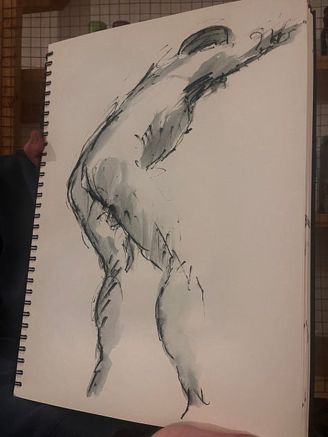 Life drawing of male nude