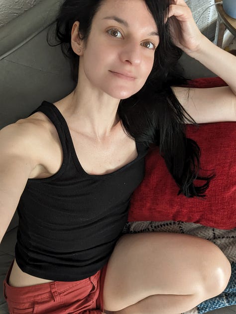 Brave woman with no makeup.