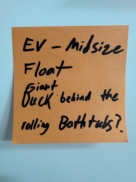 people put their ideas on sticky notes - everything from an electric paramotor glider to getting kids involved, whatever it is!