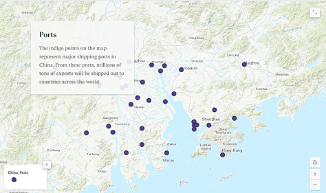 Stills from ArcGIS StoryMap: Mapping the Environmental Effects of Fast Fashion