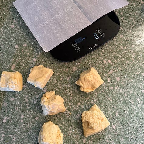 dough balls, food scale