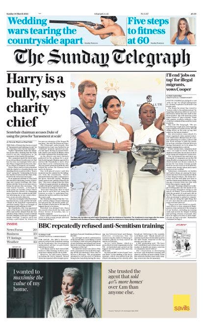 The Sentebale scandal on the front pages of British newspapers