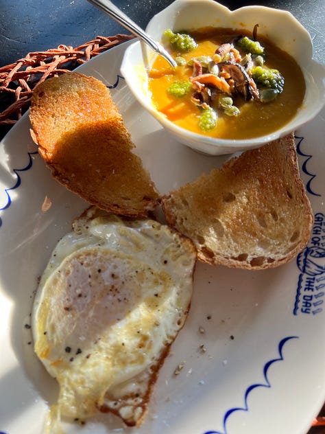 three breakfast plates with beans