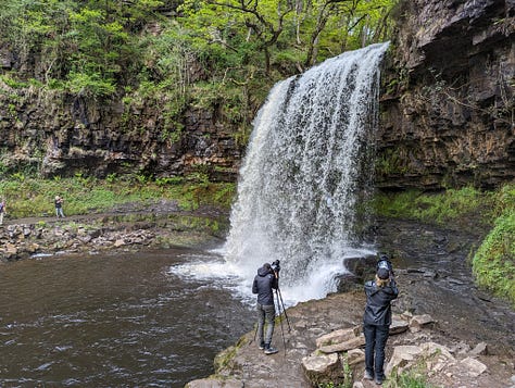 images of waterfalls in sunshine in the brecon beacons