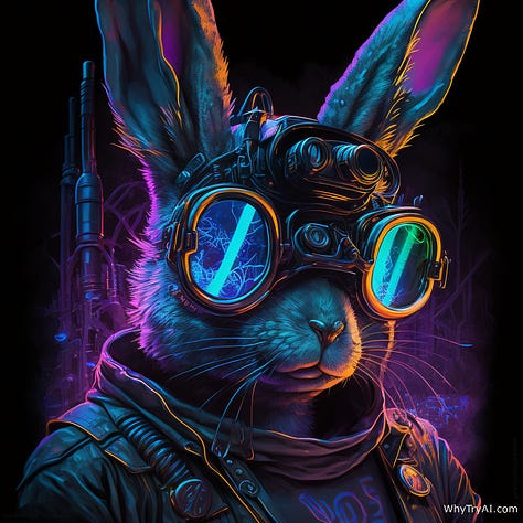 Cyberpunk Bunny, Dog, and Cow