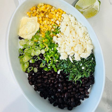 a creamy combination of black beans, sweet roasted corn, and earthly spices.