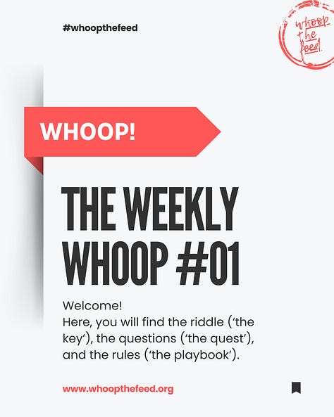 Image Gallery containing whoop!'s first weekly riddle-solving contest's details