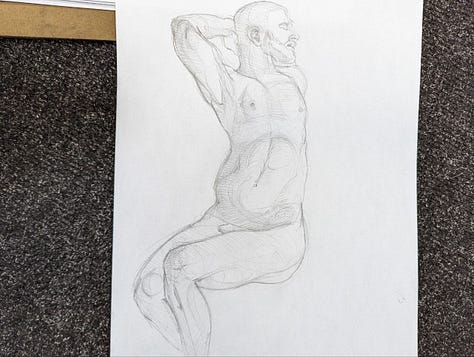 life model posed for sketching drawing male nude