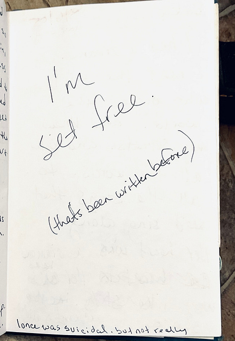 Journal entries in handwritten ink on twenty year old pages