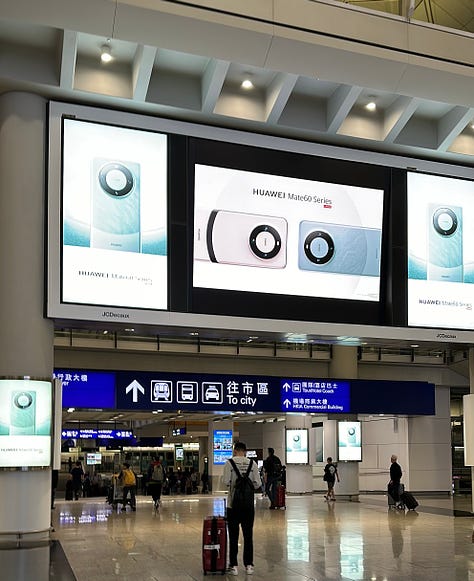 (Left to Right) A photo of customs in Hong Kong International Airport, a photo inside the terminal of Hong Kong International Airport, a photo of the streets of Kowloon in Hong Kong, SAR.