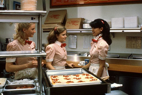 Sean Penn and Jennifer Leigh with pizza in Fast Times at Ridgemont High (1982)  | Film Flavor: A Newsletter Surveying Food in Film