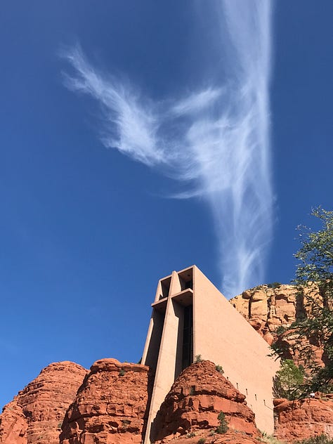 Sedona mesas, Holy Cross Chape, canyons and Buddhist sanctuary