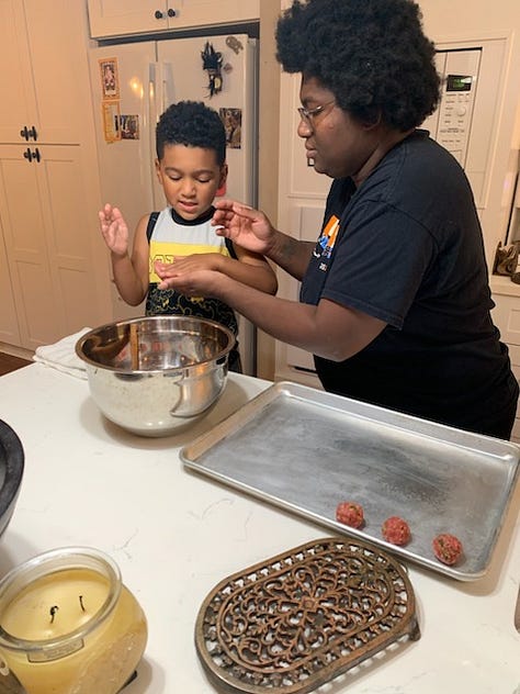 Meatball making with the kiddo 