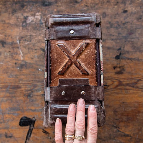 Old handbound Journal made from antique leather bookbinding