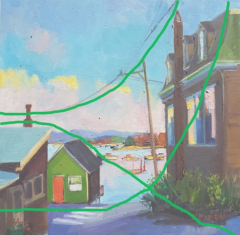 three versions of the painting to show composition.