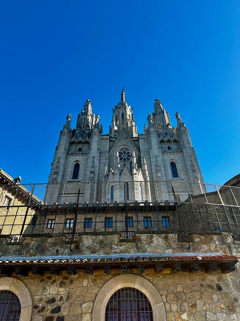 Hiking to the Tibidabo in Barcelona, Catalonia, Spain