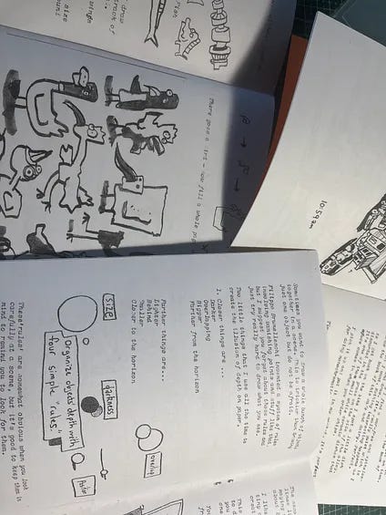 An assortment of eye-catching zines from the Substack community, each displaying unique illustrations and eclectic themes.