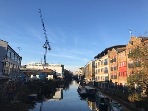 Along the Regent's Canal, streets and buildings of Shoreditch
