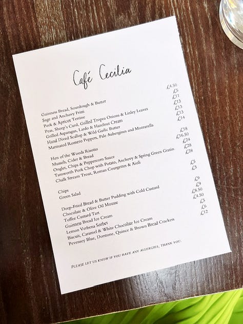 Cafe Cecilia menu and food
