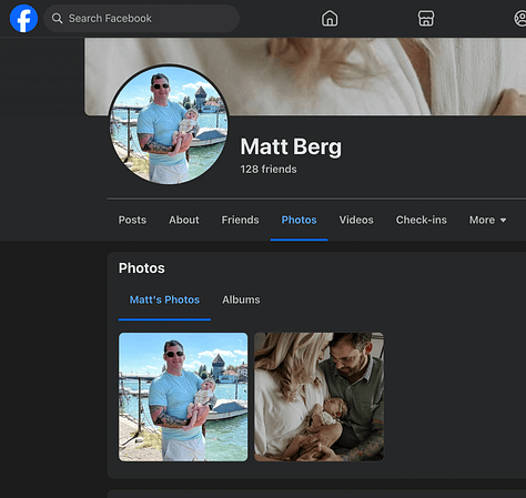 Screenshots of the “Matt Berg” Facebook account