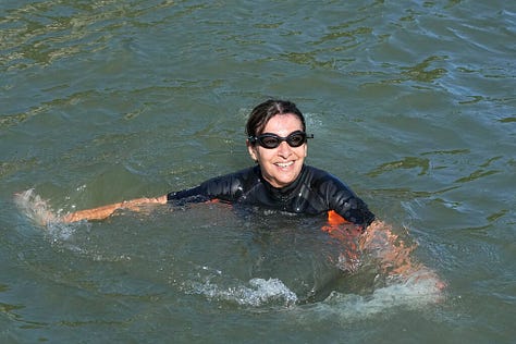 Paris Mayor Anne Hidalgo, swimming in the Seine