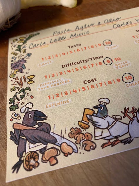 detail pictures of the Kayla Stark Recipe Rubric featuring her neutral bird characters