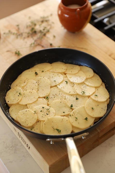 6 step process of making potatoes Anna