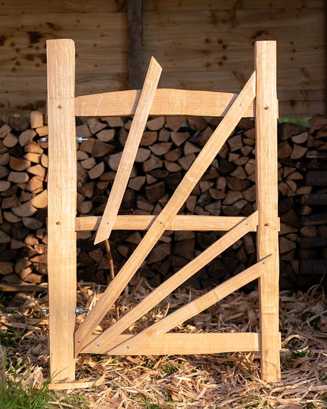 Oak gates and a table