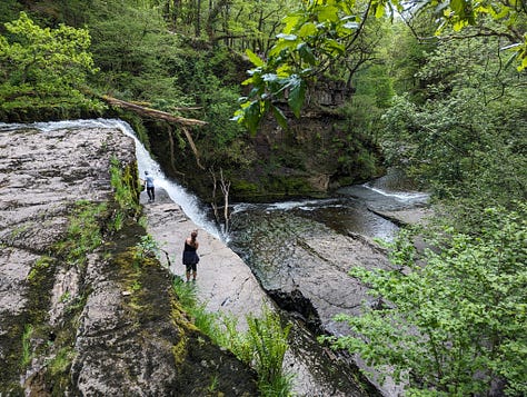 images of waterfalls in sunshine in the brecon beacons