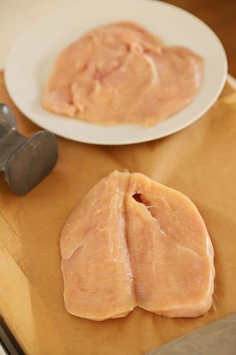 A stuffed chicken breast process