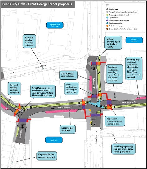 Cross sections and technical drawings for different areas of the Leeds City Links project. Substack doesn't allow me to do alt text for each image in a gallery, so i recommend going to the Leeds City Council website for more detailed descriptions