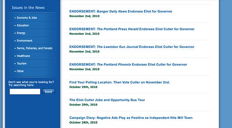 Most Maine newspapers endorsed Cutler.
