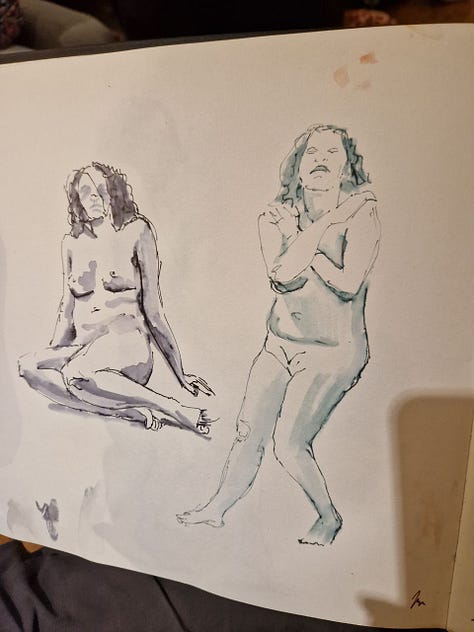 art nude drawing of female model in cardiff